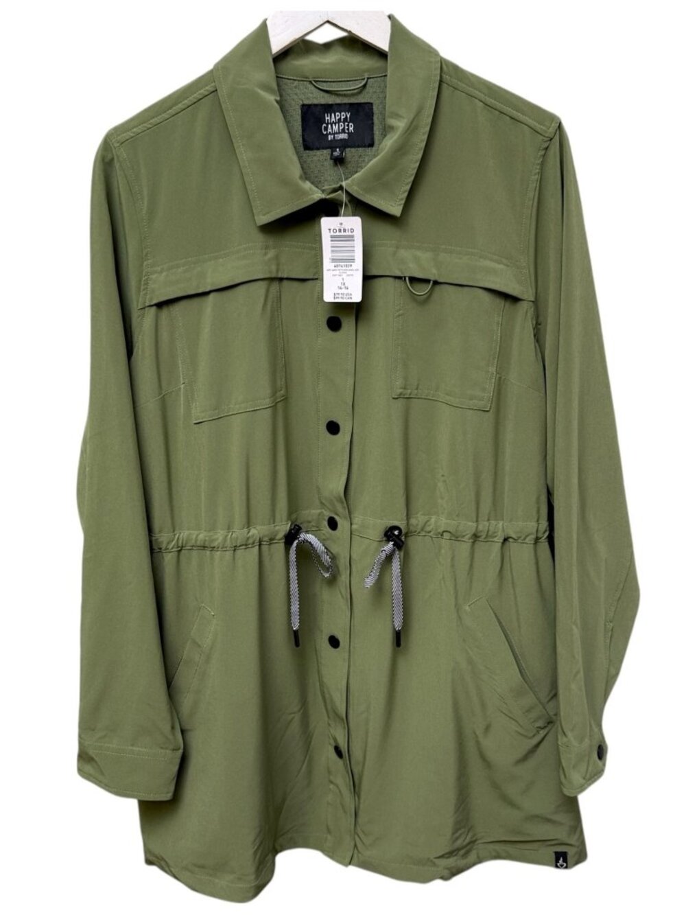 TORRID Happy Camper Utility Jacket Women Plus Size 1X Green Casual Stretch NWT
